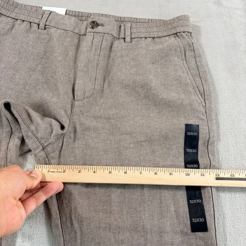 Banana Republic Athletic Fit Linen Blend Pants Men 32x27 in Taupe Tapered NWT